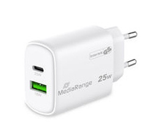 MediaRange MRMA112-2 chargeur d'appareils mobiles Smartphone, Tablette Blanc Secteur Charge rapide Intérieure