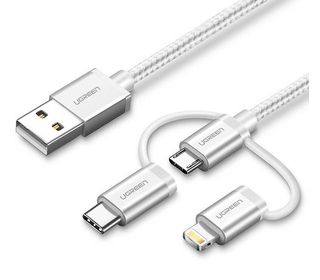 Ugreen 50203 câble USB USB 2.0 1,5 m USB A USB C/micro-USB B/Lightning Blanc