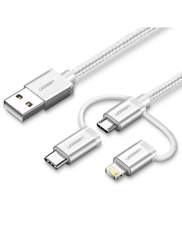 Ugreen 50203 câble USB USB 2.0 1,5 m USB A USB C/micro-USB B/Lightning Blanc