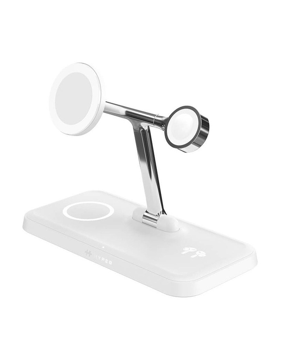 HYPER HJ3004WHGL chargeur d'appareils mobiles Écouteurs, Smartphone, Smartwatch Argent, Blanc CC, USB Recharge sans fil Charge r