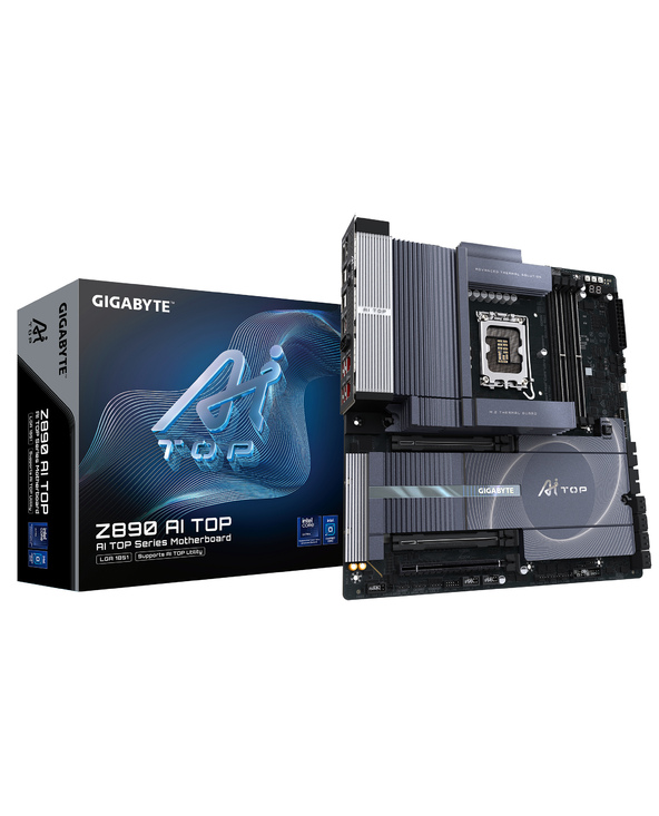 GIGABYTE Z890 AI TOP Carte mère - Processeurs Intel Core Ultra (Série 2), VRM 16+1+2 phases, jusqu'à 9500 MHz DDR5 (OC), 1xPCIe 