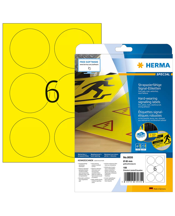 HERMA 8035 étiquette à imprimer Jaune Imprimante d'étiquette adhésive