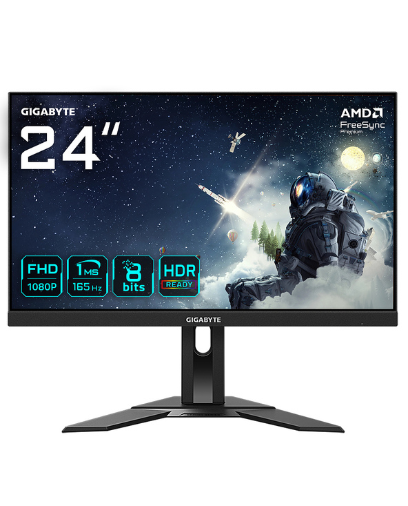 GIGABYTE G24F 2 24" FHD MONITEUR DE JEU - 1920 X 1080, 165 HZ, 1 MS, 300 CD/M², AMD FREESYNC PREMIUM, PRÊT POUR HDR, DISPLAYPORT