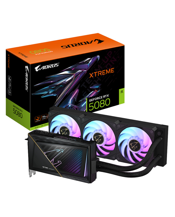 GIGABYTE AORUS GeForce RTX 5080 XTREME WATERFORCE 16G Carte Graphique - 16 Go GDDR7, 256 bits, PCI-E 5.0, 2805MHz Core Clock, 3 