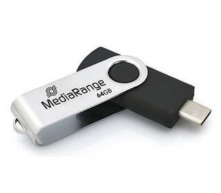 MediaRange MR1953 lecteur USB flash 64 Go USB Type-C 3.2 Gen 1 (3.1 Gen 1) Noir, Argent