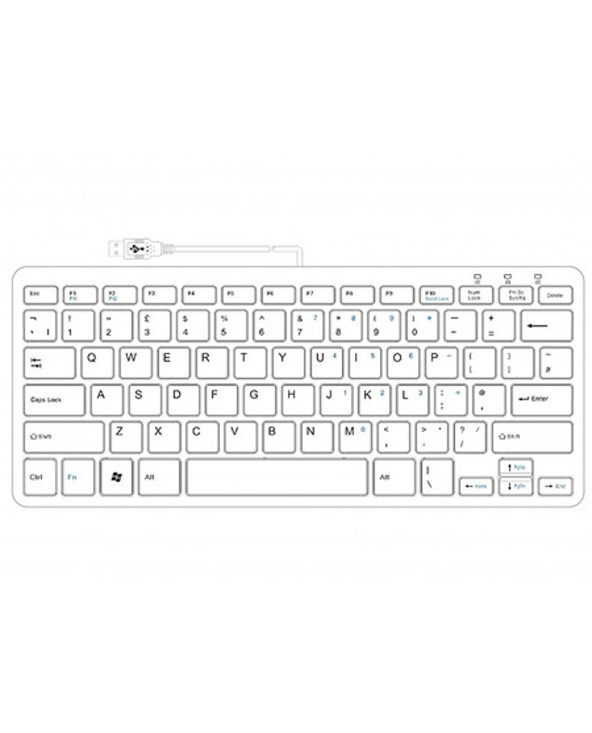 R-Go Tools Clavier ergonomique R-Go Compact, design plat, mini-clavier, QWERTY (UK), filaire, blanc