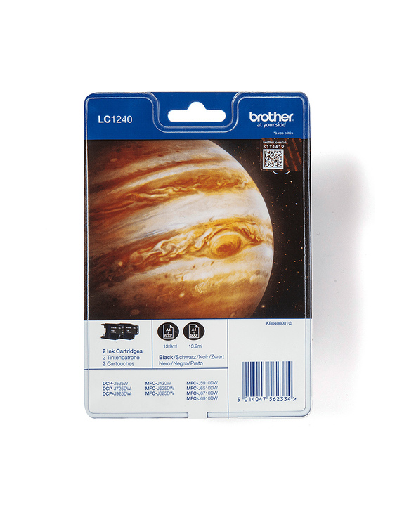 Brother Pack de deux cartouches d'encre LC1240BKBP2 originales – Noir