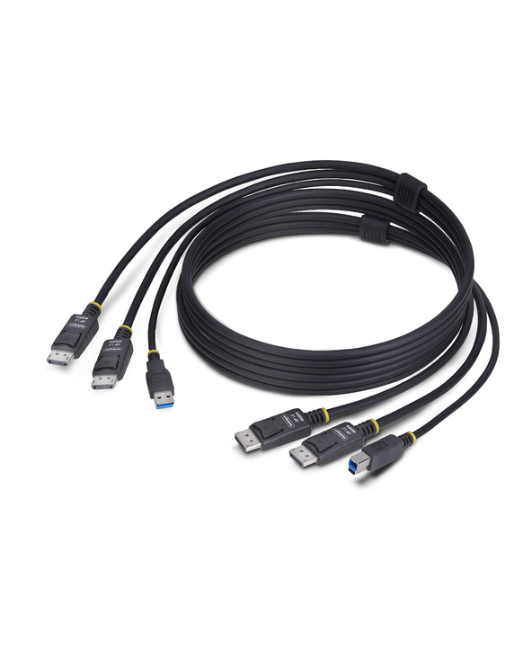 StarTech.com Câble KVM Double DisplayPort de 1,8m et USB 5Gbps, 4K 60Hz, Câble Combo DP 1.2 et USB pour Commutateurs/Switchs KVM