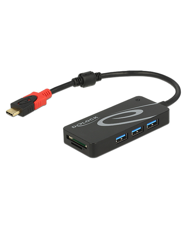 DeLOCK HUB USB 3.0 USB Type-C  3 Port extern USB 3.2 Gen 1 (3.1 Gen 1) Type-C Noir