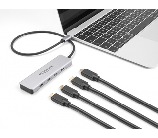 DeLOCK Hub USB 10 Gbps USB Type-C avec 4 x USB Type-C femelle et câble de connexion de 35 cm