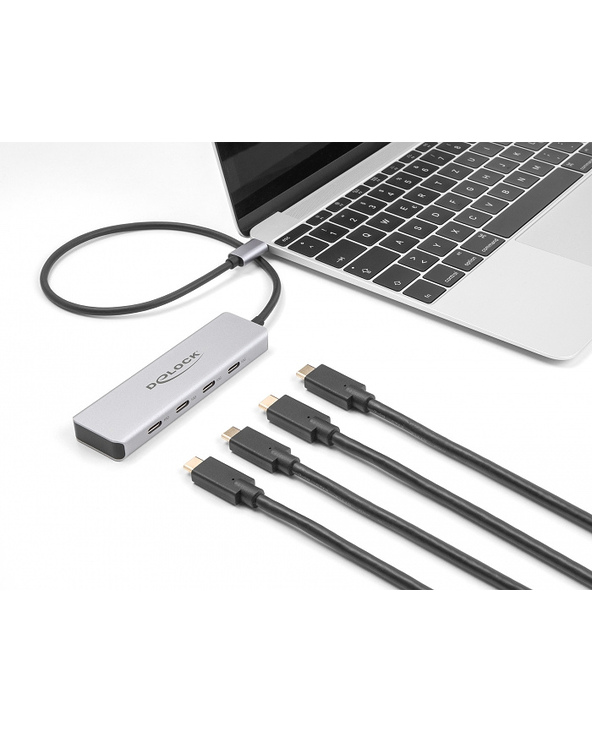 DeLOCK Hub USB 10 Gbps USB Type-C avec 4 x USB Type-C femelle et câble de connexion de 35 cm