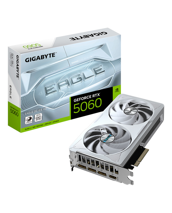 GIGABYTE GeForce RTX 5060 EAGLE OC ICE 8G Carte Graphique - 8GB GDDR7, 128bit, PCI-E 5.0, 2550 MHz Fréquence du cœur, 3 x Displa