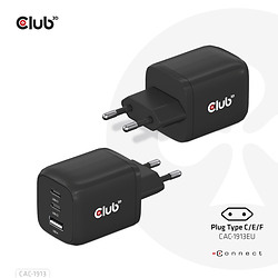 CLUB3D CAC-1913 chargeur d'appareils mobiles Téléphone portable, Ordinateur portable, Smartphone, Universel Noir Secteur Charge 
