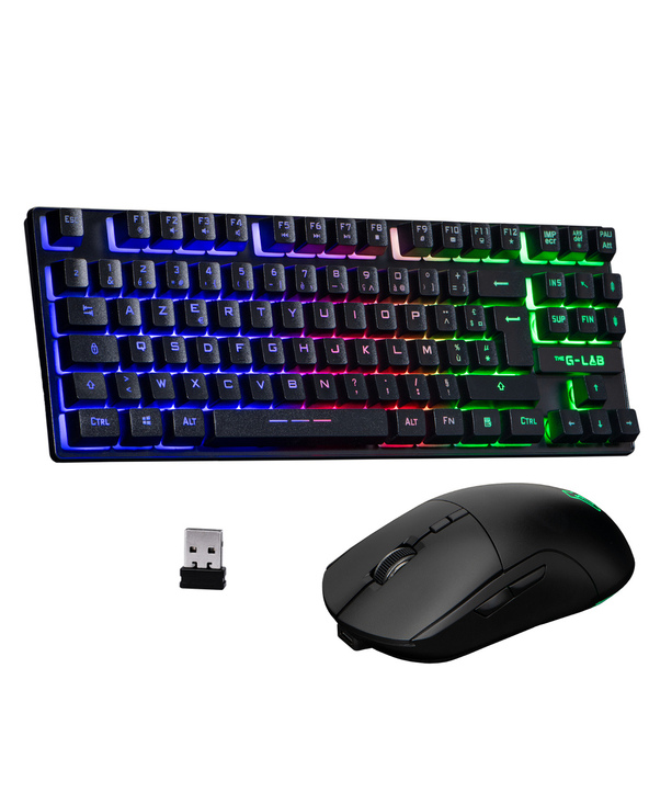 The G-Lab COMBO OXYGEN EX clavier Souris incluse Jouer RF sans fil AZERTY Français Noir