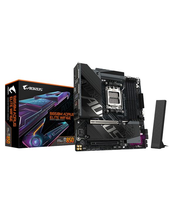 GIGABYTE B850M AORUS ELITE WIFI6E Carte mère - Processeurs AMD Ryzen série 9000, VRM numérique 12+2+2 phases, jusqu'à 8200 MHz D