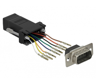 DeLOCK 66166 changeur de genre de câble Sub-D Rj-45 Noir, Acier inoxydable