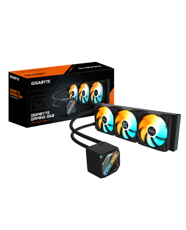 GIGABYTE GAMING 360 Refroidisseur Liquide pour CPU - 3x120 mm Ventilateurs ARGB, Mécanisme d'emboîtement coulissant, DAISY-CHAIN