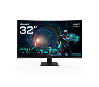 GIGABYTE GS32QCA 31,5" MONITEUR GAMING INCURVÉ QHD - 2560 X 1440, 180HZ, 1MS, 250 CD/M², FREESYNC, HDR READY, HDMI 2.0, DISPLAYP