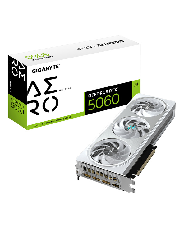 GIGABYTE GeForce RTX 5060 AERO OC 8G Carte Graphique - 8GB GDDR7, 128bit, PCI-E 5.0, 2595 MHz Fréquence du cœur, 3 x DisplayPort