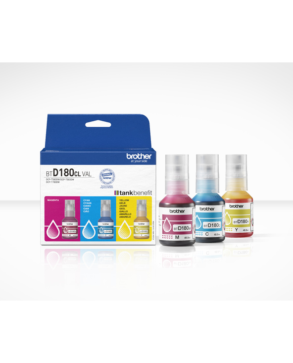 Brother BTD180CLVAL Bouteilles d'encre couleur multipack | 3 couleurs