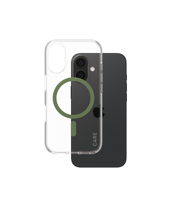 PanzerGlass CARE by  Flagship Case Transparent Urban Combat w. Green MagSafe iPhone 16 coque de protection pour téléphones porta