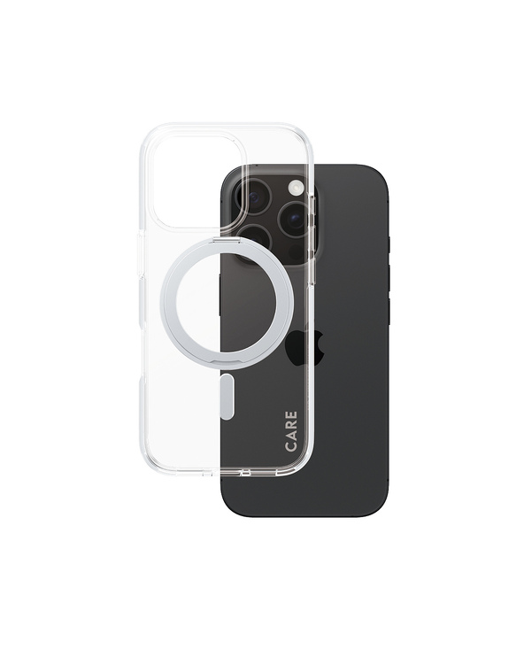 PanzerGlass CARE by  Feature Case Transparent w. Silver Kickstand & MagSafe iPhone 16 Pro coque de protection pour téléphones po
