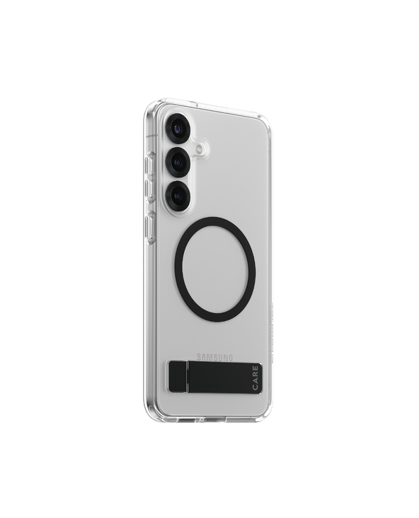 PanzerGlass CARE by  Feature Case Transparent w. Black Kickstand & Qi Compatible Samsung Galaxy S25+ coque de protection pour té