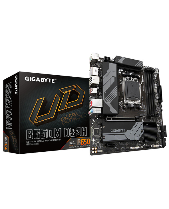 GIGABYTE B650M DS3H Carte mère - AMD Ryzen série 9000, VRM 6+2+1 phases, jusqu'à 8000 MHz DDR5 (OC), 2xPCIe 4.0 M.2, LAN 2,5 GbE