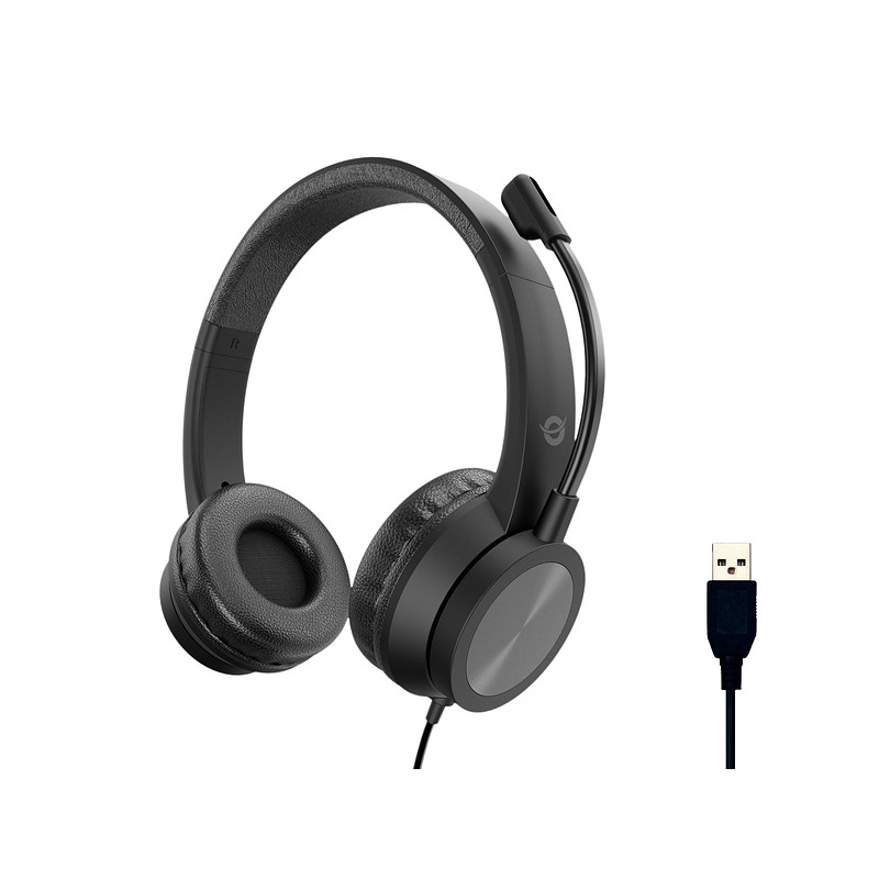 Conceptronic POLONA05B écouteur/casque Avec fil Arceau Appels/Musique USB Type-A Noir
