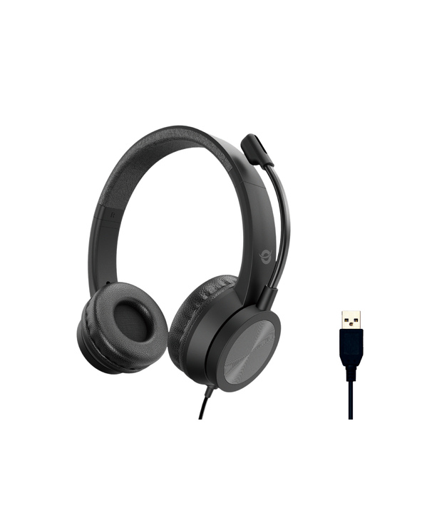 Conceptronic POLONA05B écouteur/casque Avec fil Arceau Appels/Musique USB Type-A Noir