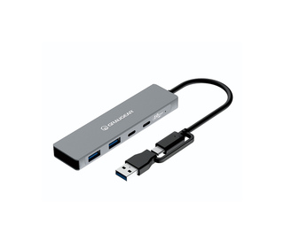 GRAUGEAR G-HUB2C2A-10G hub & concentrateur USB 3.2 Gen 1 (3.1 Gen 1) Type-C 10000 Mbit/s Gris