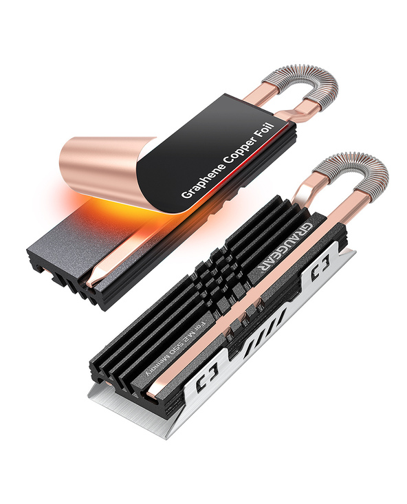 GRAUGEAR G-M2HS07-GC système de refroidissement d’ordinateur M.2 NVMe SSD Kit de caloducs Noir 1 pièce(s)
