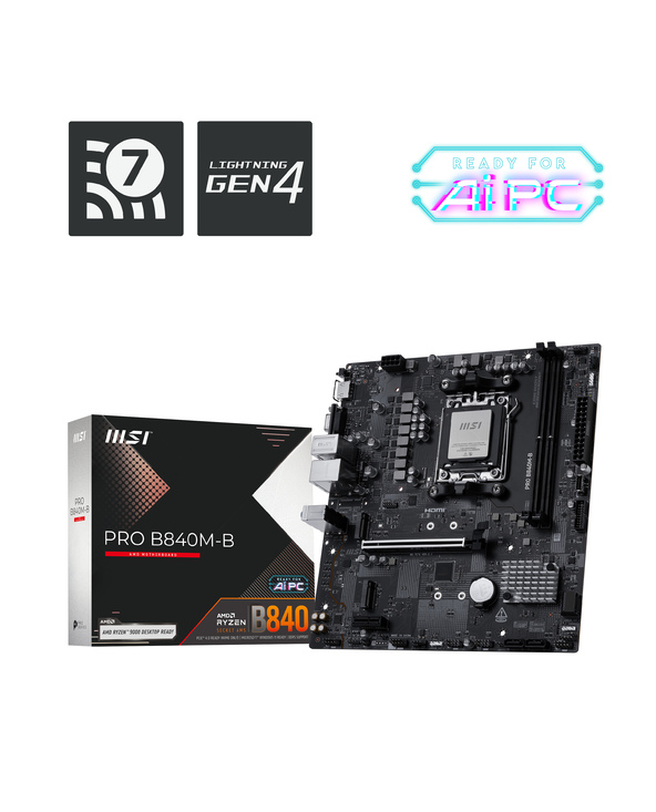 MSI PRO B840M-B carte mère AMD B840 Emplacement AM5 micro ATX