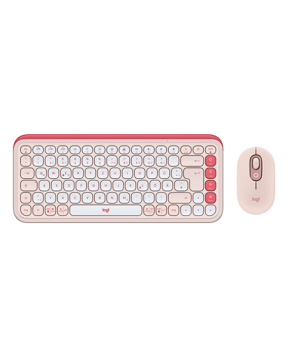 Logitech 920-013108 clavier Souris incluse Universel Bluetooth QWERTZ Allemand Rose, Blanc