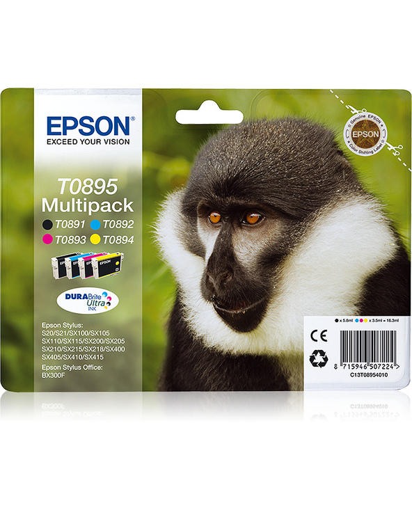 Epson Monkey Multipack "Singe" 4 couleurs - Encre DURABrite Ultra noire, cyan, magenta, jaune