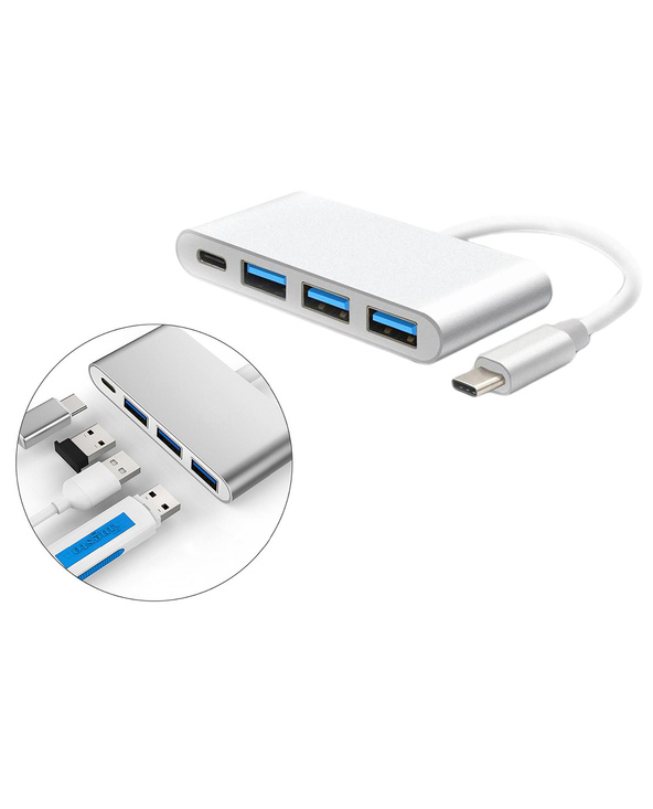 DLH HUB USB-C 4 PORTS : 3 x USB-A ET 1 x USB-C PD