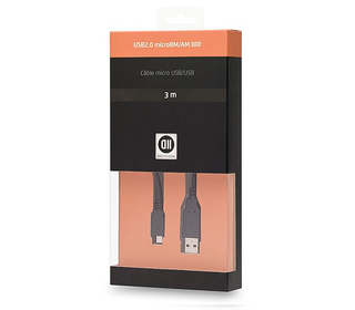 D2 Diffusion D2MICROUSB300 câble USB USB 2.0 3 m USB A Micro-USB B Noir