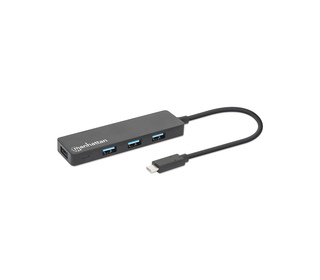 Manhattan 164924 hub & concentrateur USB 3.2 Gen 1 (3.1 Gen 1) Type-C 5000 Mbit/s Noir
