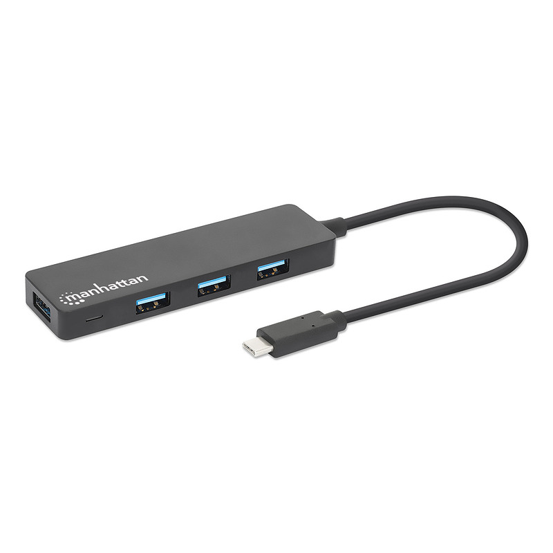 Manhattan 164924 hub & concentrateur USB 3.2 Gen 1 (3.1 Gen 1) Type-C 5000 Mbit/s Noir