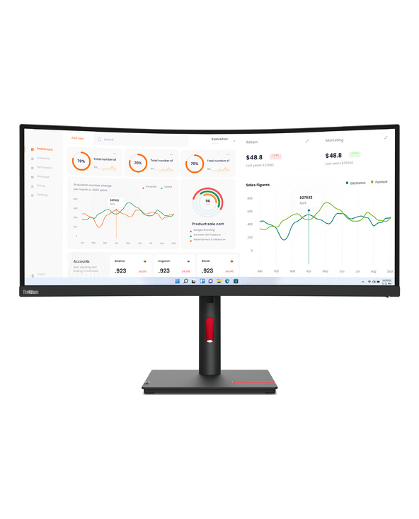 Lenovo ThinkVision T34W-30 34" LED Wide Quad HD 6 ms Noir