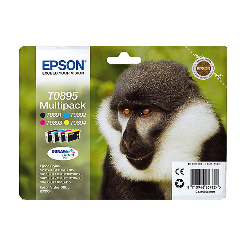 Epson Monkey Multipack "Singe" 4 couleurs - Encre DURABrite Ultra noire, cyan, magenta, jaune