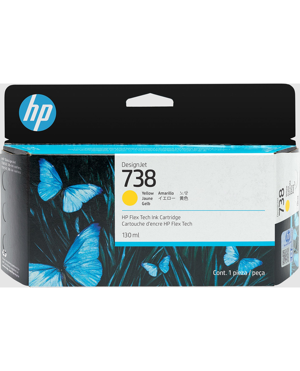 HP Cartouche d’encre DesignJet 738, jaune, 130 ml