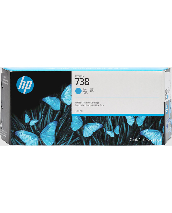 HP Cartouche d’encre DesignJet 738, cyan, 300 ml