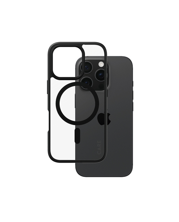 PanzerGlass CARE by  Flagship Case Transparent Urban Combat w. Black Frame & MagSafe iPhone 16 Pro coque de protection pour télé