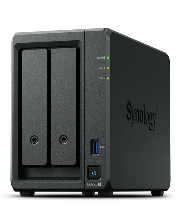 Synology DiskStation DS725+ serveur de stockage NAS Ryzen Embedded R1600 4 Go DDR4 0 To Noir