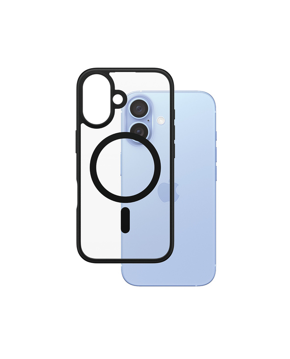 PanzerGlass  HardCase Transparent w. Black MagSafe & Frame iPhone 16 coque de protection pour téléphones portables Housse