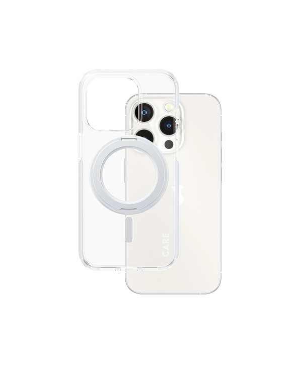 PanzerGlass CARE by  Feature Case Transparent w. Silver Kickstand & MagSafe iPhone 15 Pro coque de protection pour téléphones po