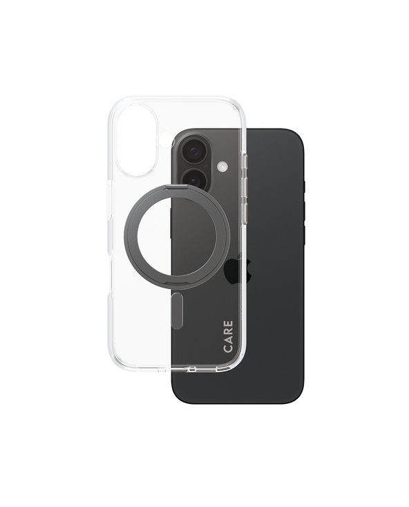 PanzerGlass CARE by  Feature Case Transparent w. Black Kickstand & MagSafe iPhone 16 coque de protection pour téléphones portabl