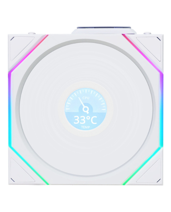 Lian Li Uni Fan TL120 LCD Reverse Blade Wireless Boitier PC Ventilateur 12 cm Blanc 1 pièce(s)