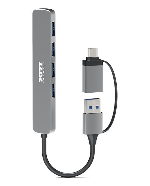 Port Designs 900161 hub & concentrateur USB 2.0 Type-A 5000 Mbit/s Argent
